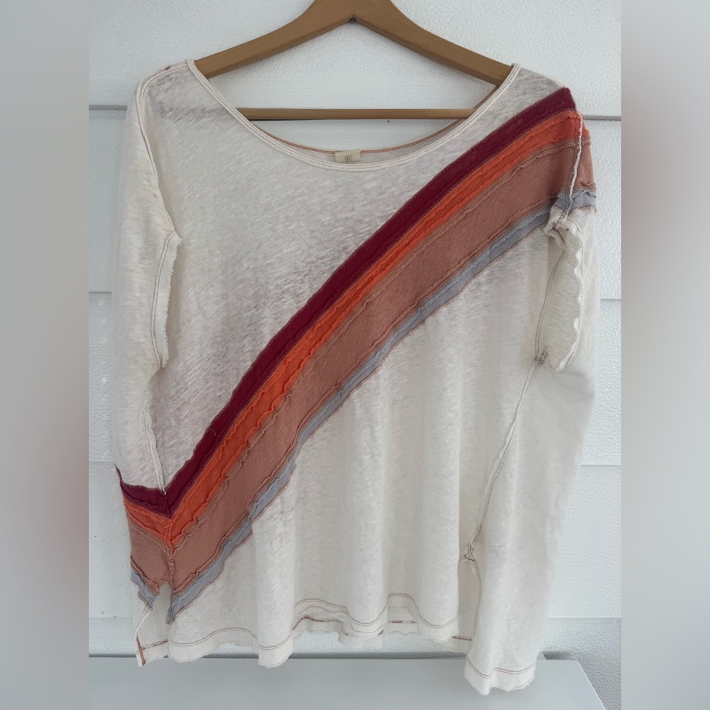 We the Free Free People Linen Blend Rainbow Shirt Size M